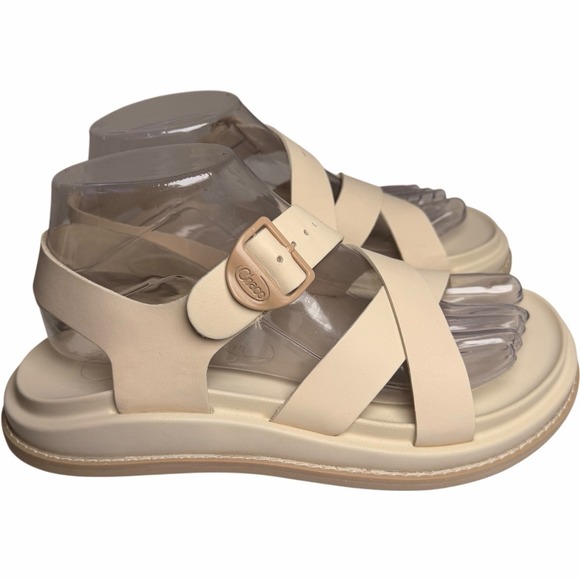 Chaco Townes Women's Leather Sandals Size 7 Beige Comfort Walking Travel - Picture 5 of 13